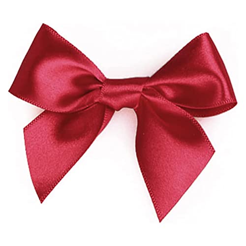 Duories Pack of 50 Small Satin Christmas Bows Gift Ribbon Handmade Satin Ribbon Bowknot for Gift Packaging Handmade DIY, Wedding (Red)