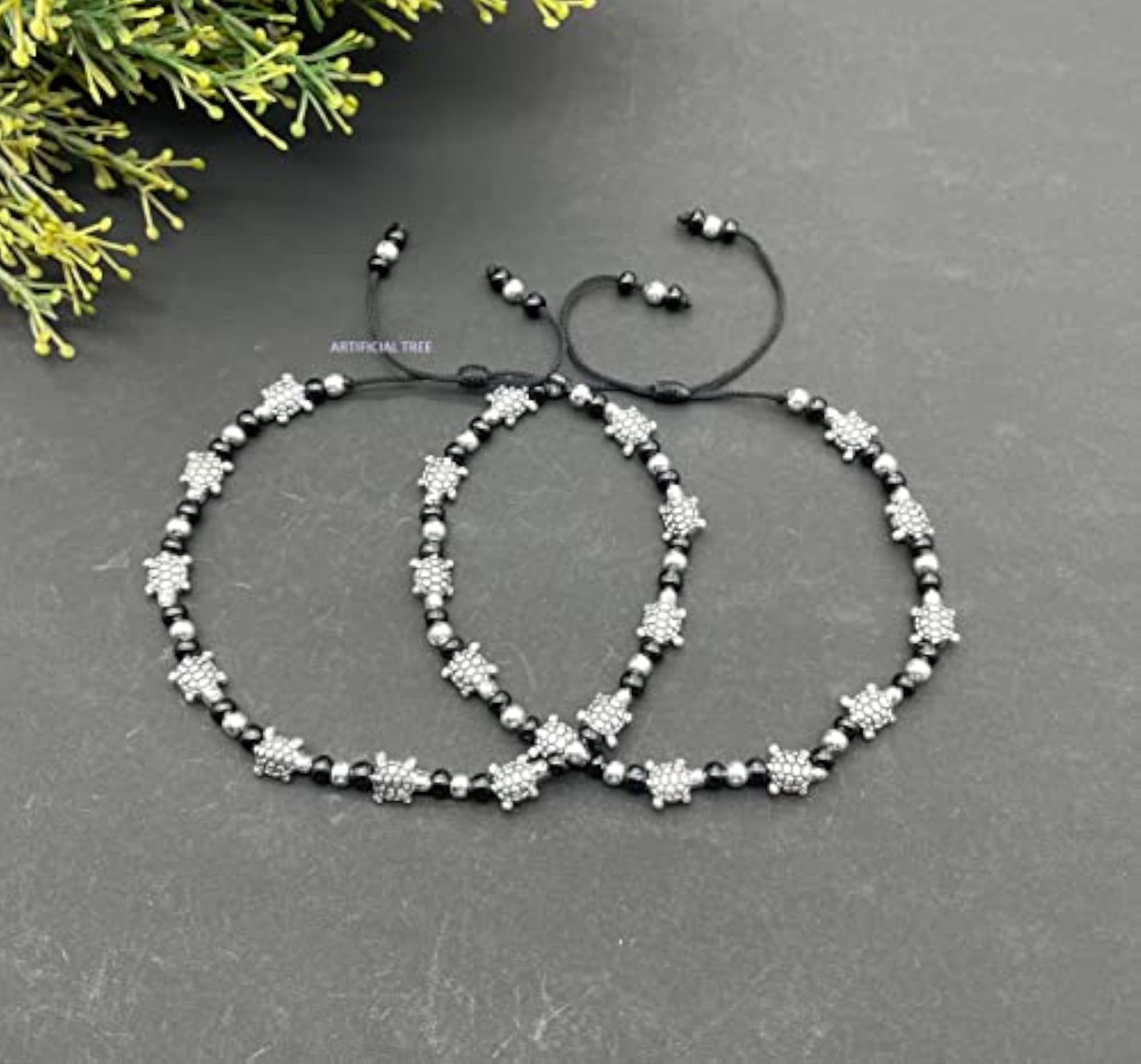 German Silver TORTOISE Charms Thread Adjustable Anklets