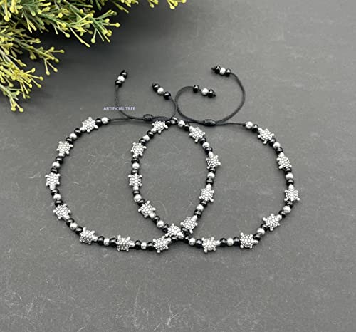 German Silver TORTOISE Charms Thread Adjustable Anklets