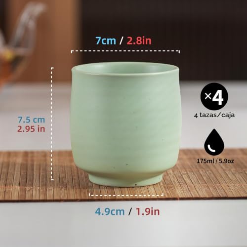 Miniatura 2 de Teanagoo Taza De Té China Para W08,5.8 Oz,Ruware,Lt.Verde,4 Pzs Caja,Tc08,Tazas De Té Chinas,Taza De Té Japonesa,Tazas De Té Verde