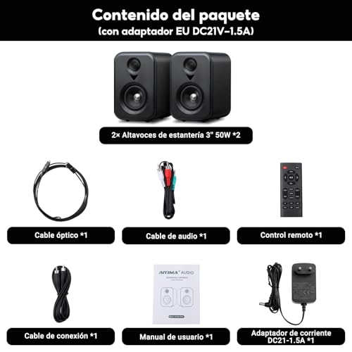 AIYIMA S400 Altavoces Activos de Estantería Bluetooth 5.3 de 3 "- (80W), Sistema HiFi 2.1 con Sub-out, Entrada Óptica/USB/RCA, Altavoces para PC, TV y Home Cinema – Negro - imagen 9