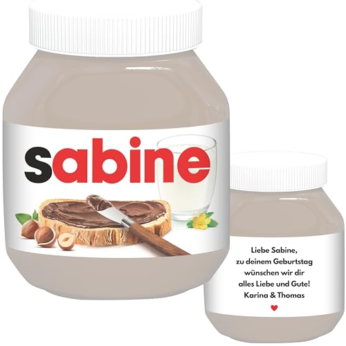 Schokoaufstrich Etiketten mit Namen personalisiert Aufkleber für z.B. Glas Nutella Geschenk zum Geburtstag | 2 Stück
