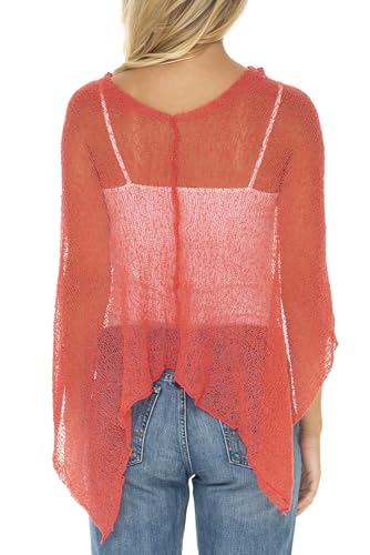 Image of SHU-SHI Womens Sheer Knit Poncho Shrug Lightweight Cover Up One Size Fits Most