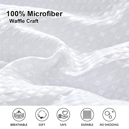 Luxudecor White Waffle Comforter Set King Size, Microfiber Comforters Soft And Lightweight, 7 Pieces Waffle Weave Bed In A Bag Comforter Set, Durable And Easy Care Bed Comforter For All Season #TOP3