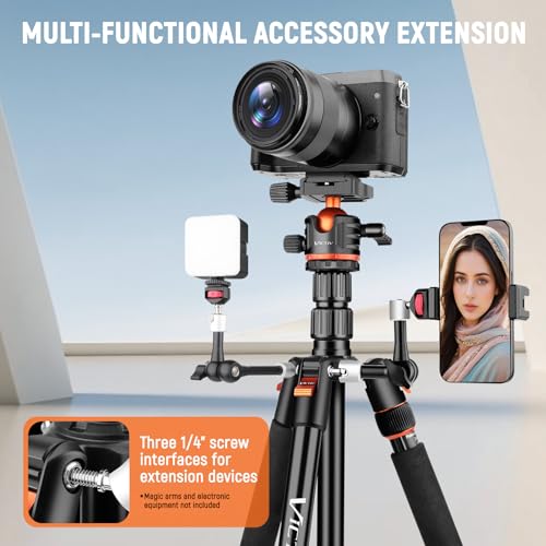 Image of Victiv 2-in-1 Aluminium Tripod Monopod with 360 Panoramic Ball Head, 198cm Tripod Stand for Phone & Camera Tripod, Camera Stand for Video Shooting, Compatible with Cameras and Phones, 8kg Max Load