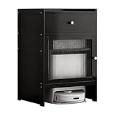 Mueble para Robot Aspirador con Puertas,Armario Oculto para Robot Aspirador,Mesa Auxiliar para Hogar u Oficina,Ahorra Espacio,fácil cambio de agua,para Sala de Estar, Hogar, Oficina,(Black)