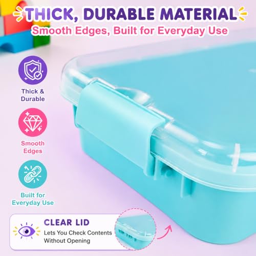 Image of Carolart 4 Pack 12.8 Inch Plastic Storage Bins, Stackable Sensory Bin | Portable containers with lids for sand toy storage,stationery, crafts, classroom and toy organization