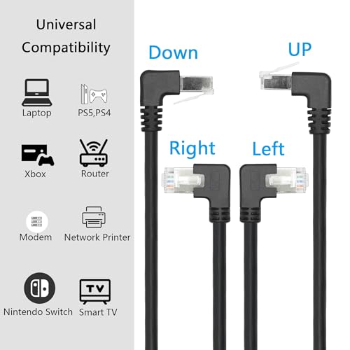 Cable Ethernet Cat6 2 piezas 60 cm RJ45 ángulo 90° miniatura 5