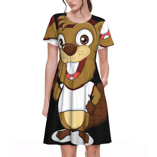 Robe d'été décontractée pour fête de plage et col rond