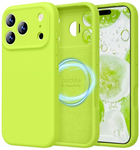 Image of LOVE 3000 Designed for iPhone 17 Pro Max Case, Premium Silicone [Compatible with Magsafe][Soft Anti-Scratch Microfiber Lining] Shockproof Protective Phone Case for Men Women 6.9 inch, Fluorescent Green