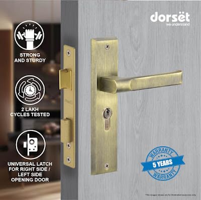Image of Dorset Texa Mortise Lock - 60 mm Key and Knob Cylinder, 8 Inch Handle Lockset for Bedroom /Main Doors, Antique Finish, 3 Keys - HLTEXAPT