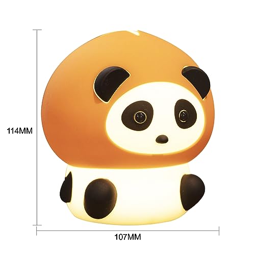 Luz noturna de panda castanha, luz de silicone LED que muda de 7 cores, sensor de toque, temporizado