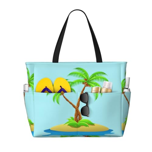 Sac fourre-tout d'été avec imprimé palmier 3D grand format 45 x 38 x 17 cm noir