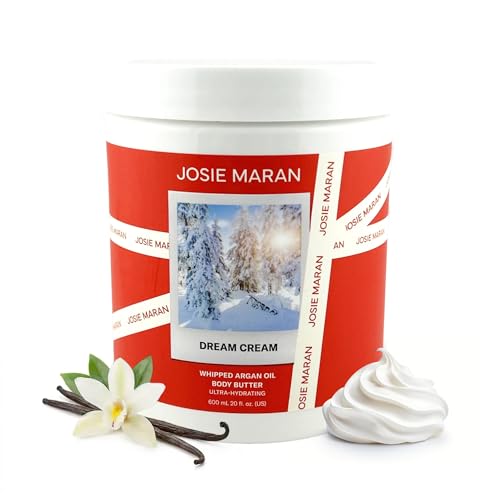 Josie Maran Whipped Body Butter - Skin Firming Body Cream with Argan Oil, Whipped Shea Butter, Avocado Oil & Essential Fatty Acids - Radiance-Boosting Skincare - Dream Cream (20 Fl oz)