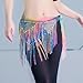 Women's Shining Rhinestone Tassel Hip Scarf for Belly Dance Costumes and Performance Accessory Belt Wear