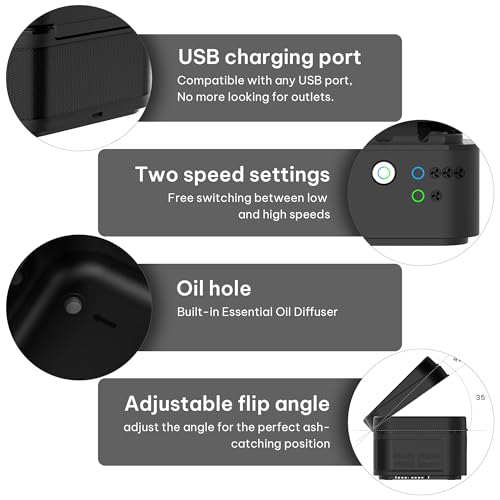 Image of Smokeless Ashtray, Multifunctional Smoke Ashtray with USB Rechargeable, HEPA Filter Smoke for Home,Office(Black)