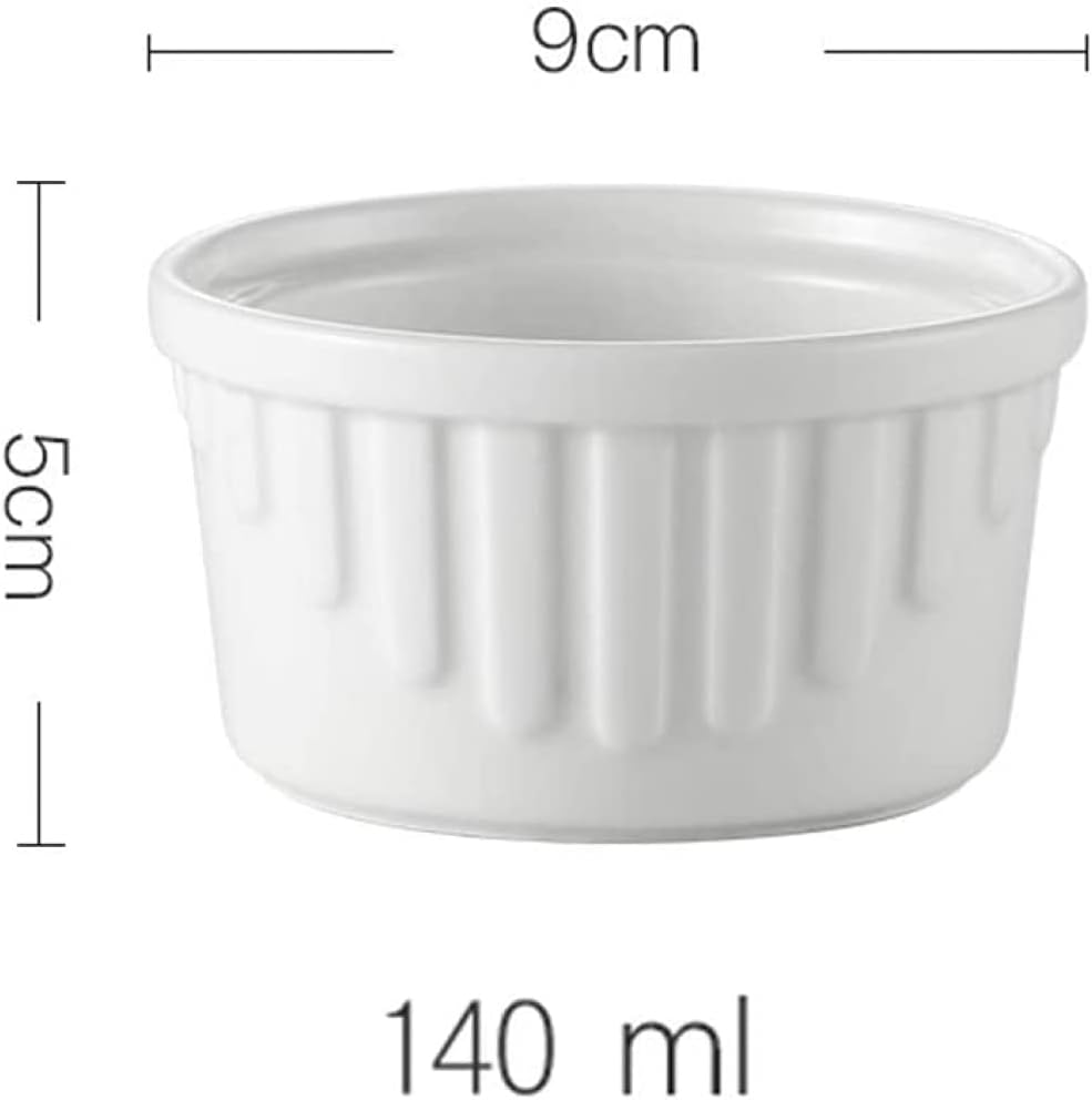 qiuqiu Set of 6, White Ceramic Oven Ramekins, Fits Soufflé, Creme Brulee, Small Bowl Ramekins, Baking and Sauce