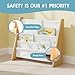 Humble Crew 4-Tier Kids Bookshelf, Natural Wood/White - Premium Book Shelf for Kids Rooms with Four Deep Pockets - Toddler Sling Book Rack with Deep Sleeves, Nursery Bookcase Organizer