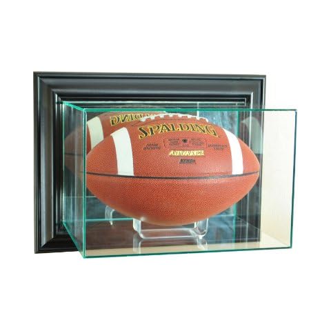 Perfect Cases Wall Mounted Football Display with UV Protected Glass and Real Wood Moulding (Black) Cover