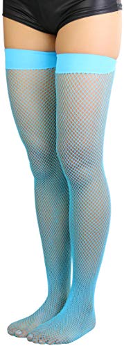 Image of ToBeInStyle Women's Sexy Nylon Versatile Fine Fishnet Thigh High Stockings w /Opaque Band