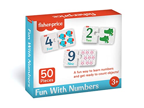 Image of Fisher Price Fun with Numbers Puzzle - 50 Pieces Numbers Matching Puzzle for Kids Age 3 Years & Above - Learning and Development Puzzles - Fun & Learn with Colorful Puzzles