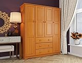 Palace Imports 100% Solid Wood Family Wardrobe/Armoire/Closet, Honey Pine. 3 Clothing Rods Included. NO Shelves Included. Optional Shelves Sold Separately. 60.25' w x 72' h x 20.75' d
