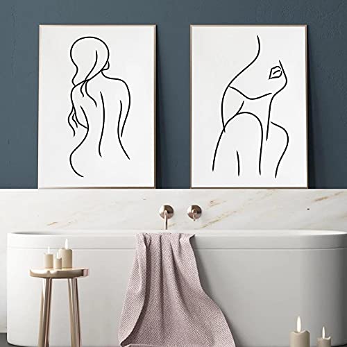 Affiche murale art giclée nordique noir et blanc femme abstrait X2
