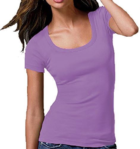 Hollywood Star Fashion Women's Short Cap Sleeves Scoop Neck Tee T Shirt Cotton Top Plus Size