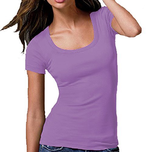Hollywood Star Fashion Women's Short Cap Sleeves Scoop Neck Tee T Shirt Cotton Top Plus Size