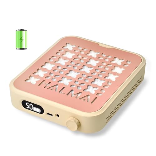 HALMAI Rechargeable Cordless Nail Dust Collector - 800Pa Suction & 5000 RPM Brushless Motor Portable Salon Tool for Acrylic Nails with Reusable HEPA Filter Multi-Color Options (Clay Blush)