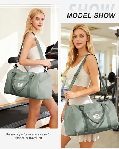 Image of Gym Bags Womens Mens with Shoes Compartment and Wet Pocket Travel Duffel Bags for Women for Plane Sport Gym Tote Bags with Toiletry Bags Waterproof Weekend Overnight Carry on Bag Hospital Holdalls