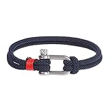 Schmuck Outdoor Camping Rettung Notfall U-Form Bügelseil Survivalwerkzeug Armband Edelstahl (blau2)