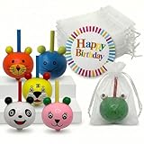 KeKo Pack 30 Peonzas Madera,30 Bolsa,1 Chapa Cumpleañera,Regalos Cumpleaños NiñOs Colegio,Detalles Cumpleaños niñoS,Regalitos para Invitados Infantiles, Detalles para Regalar.Mini Regalos Cumpleaño