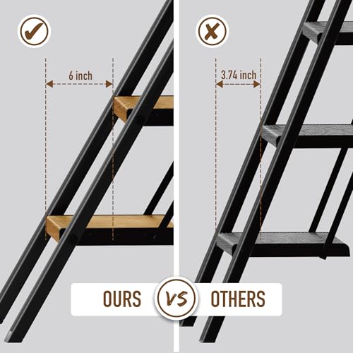Mayi Plus 5 Step Ladder,Portable Step Ladder with Anti-Slip Wide Pedal,Aluminum Foldable Step Stool with Handrail,330lbs Capacity Stepladder for Home,Office,Library (Black Woodgrain) by mayi plus - Image 2