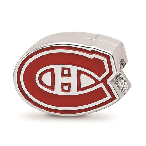 LogoArt Sterling Silver Montreal Canadiens c with H in The Center Enameled Extruded Logo Bead