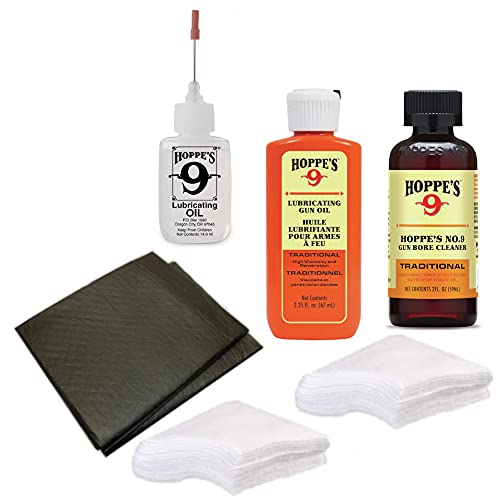 Hoppes, Westlake Market Gun Bore Cleaner Lubricating Oil & Needle Tip Bottle, Premium Cotton Patches & Absorbent Cleaning Mats