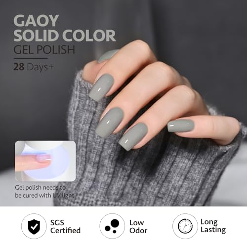 Image of GAOY Gray Gel Nail Polish Set, 6 Colors Nude Brown Beige Soak Off UV Light Cure Gel Polish Kit for Salon and Nail Art DIY at Home