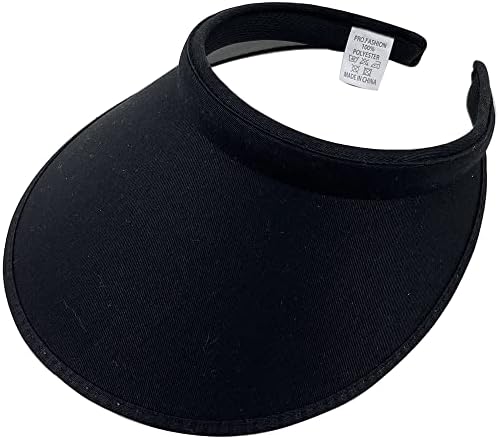 Sun Visor Hat Women Big Wide Brim Large Head Clip on Adjustable Sport Outdoor Sport Football Golf Beach Tennis Travel Comfortable Breathable Cap,60~65cm (Black)