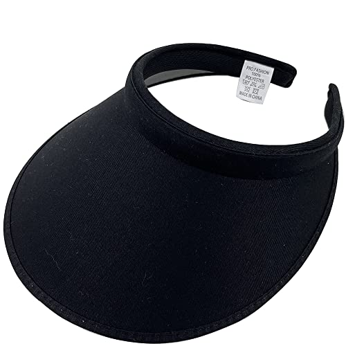 Sun Visor Hat Women Big Wide Brim Large Head Clip On Adjustable Sport Outdoor Sport Football Golf Beach Tennis Travel Comfortable Breathable Cap,60~65Cm (Black) #TOP2