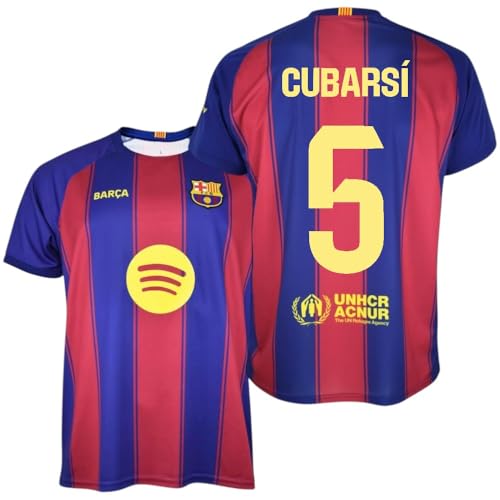 F.CBarcelona - Camiseta Réplica Oficial 25/26 | Jugador Cubarsí Nº5 | Colores Blaugrana | Tejido Transpirable | Detalles Bordados | Estilo Profesional de Partido (FR/ES, Letras, XL, Regular, Regular)