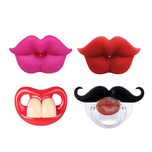 Image of Funny Baby Pacifiers,Lips Pacifiers for Babies,Mustache Pacifiers for Babies 0-36 Months, Funny Pacifiers for Boys and Girls BPA Free