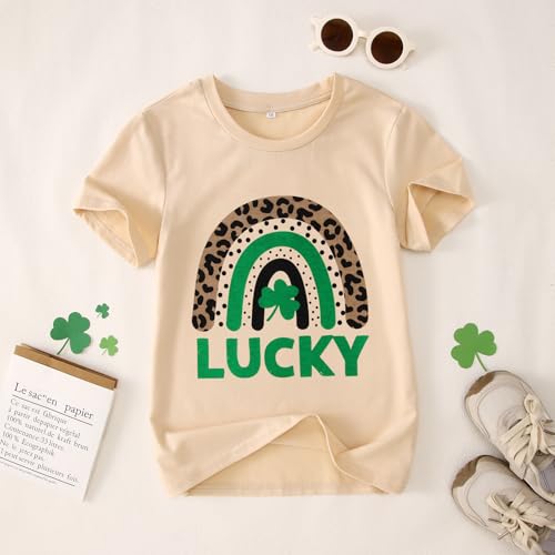 CM C&M WODRO Kid Girl St Patrick's Day Shirt Lucky Clover T-Shirt Short Sleeve Cute Irish Shamrock Rainbow Graphic Tees Tops4