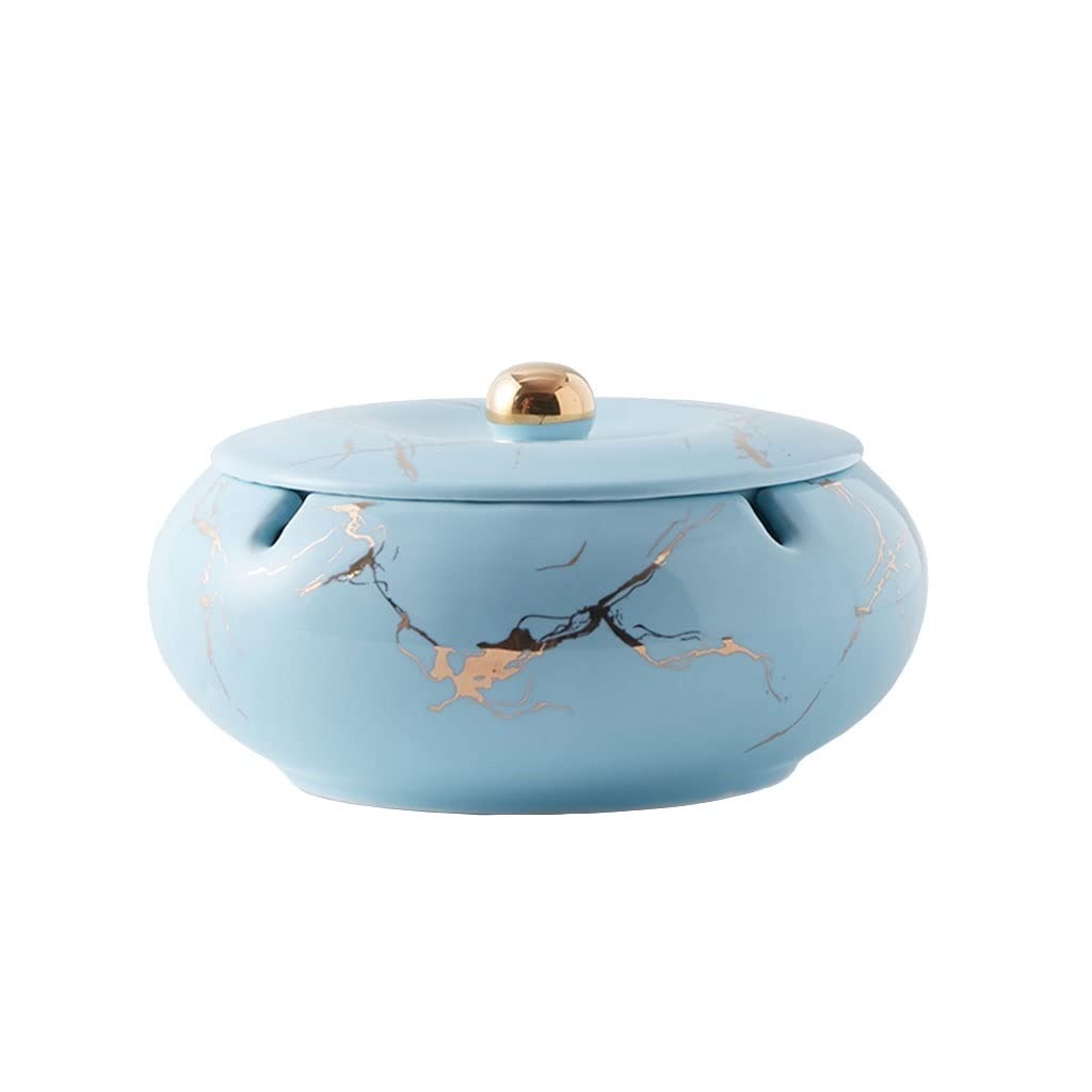 ashtray， for Cigarettes Ceramic ashtray anti ash with cover ashtrays with suppression center column home(D)