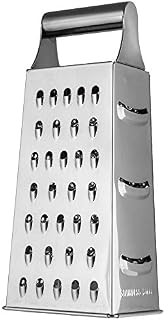 recus Grater, Four Sided Grater and Slicer, Stainless Steel Box, Kitchen Grater for Fruit, Vegetable, Carrot, Cheese, Dishwasher Safe (with Handle)
