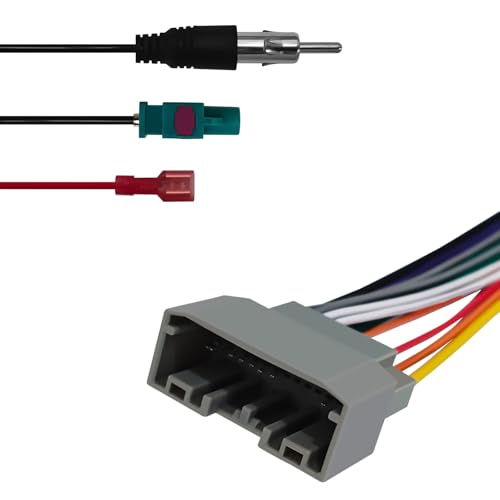 HHZL Car Radio Stereo Wiring Harness Aftermarket Radio Wire Harness Kit with Antenna Adapter Connector for Car Stereo Audio DVD Modified Power Speaker Cable Plug Connector for Dodge Wrangler
