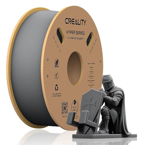 Creality Hyper PLA Filament Grey 1.75 mm 1 kg 3D Printer Filament for Fast Printing Tangle-Free Strong Adhesion & Excellent Overhang Performance Dimensional Accuracy 0.03 mm