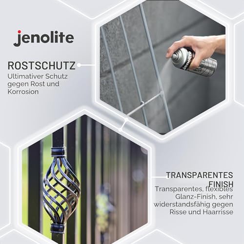 JENOLITE Rust Shield | Rostschutz Klarlack Spray | 400ml | Korrosionsschutz für Metall | Schützt vor Rost & Witterung | Autos, Motorräder, Dekorationen, blankes Metall & Lacke | Wetterfest