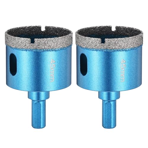 PATIKIL 1-3/4" Diamond Hole Saw 45mm 3-Flat Shank Blue 2Pcs