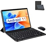 DUODUOGO Tablet 10 Pulgadas Android 11 GMS, 4GB de RAM 64GB/128GB de ROM 1.8Ghz Tablet PC Baratas y Buenas 6000mAh Dual Cámara Bluetooth Netflix Type-C Tableta con Teclado y Mouse(WiFi Versión),Gris