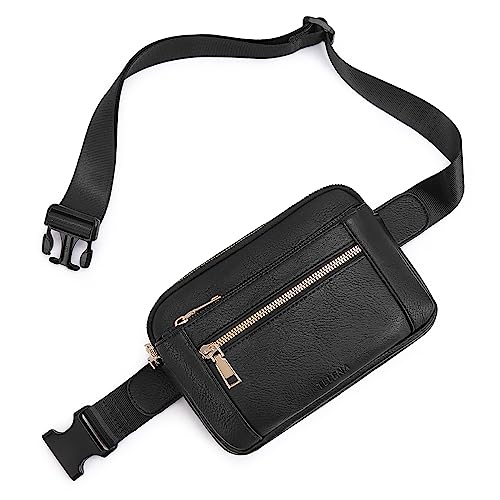 Image of Telena Fanny Packs for Women Cross Body Leather Belt Bag Fashionable with Adjustable Strap, 1-Black, One Size